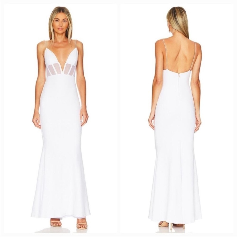 NWT NOOKIE Sade mesh corset maxi dress in white M